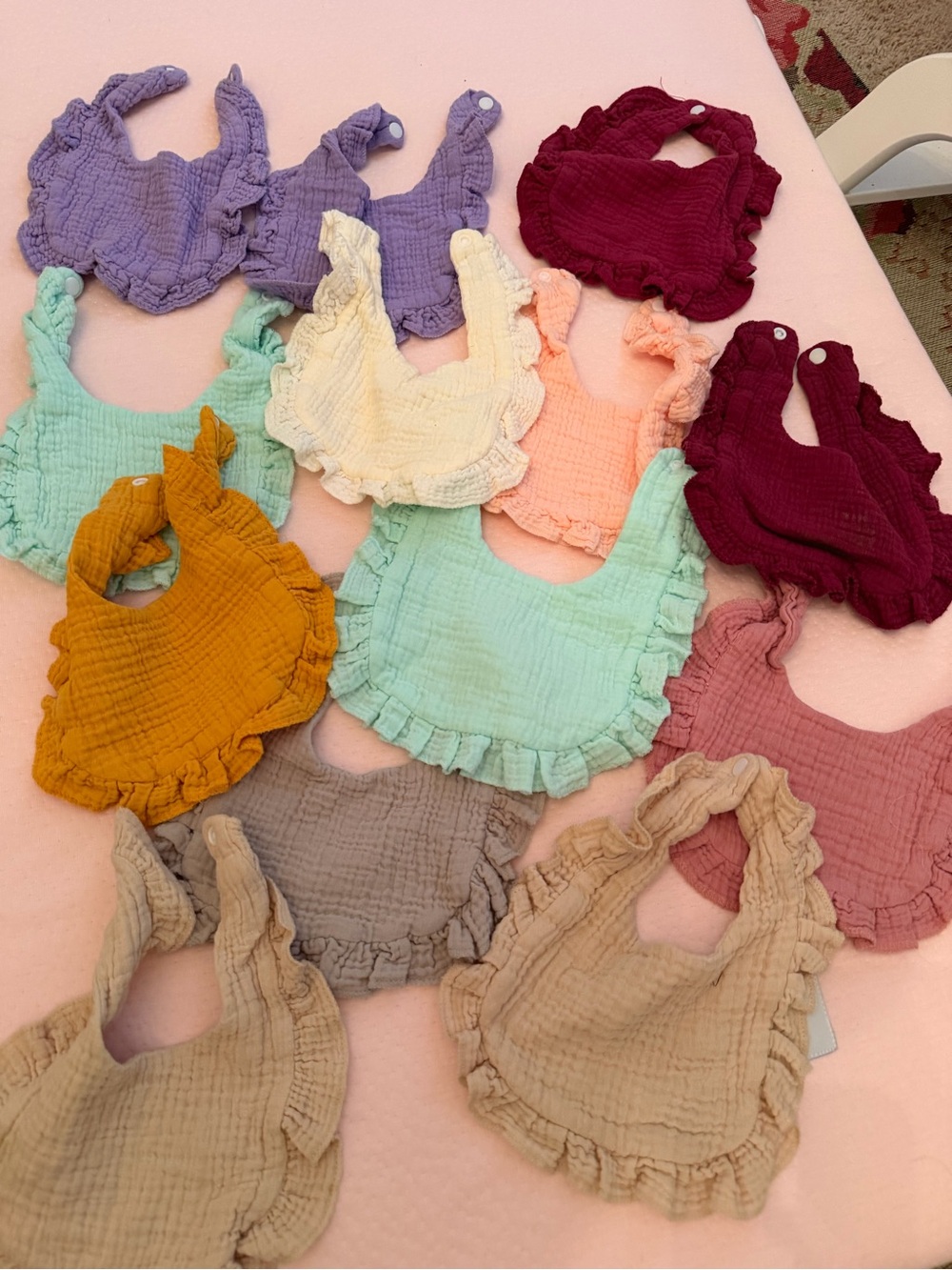 Assorted Ruffled Cotton Baby Bibs - Multi Color
